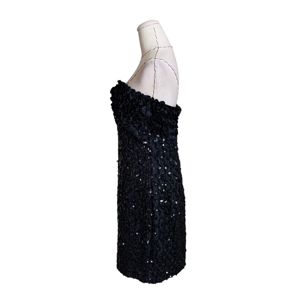 JESSICA MCCLINTOCK GUNNE SAX Vintage 80s 90s Sequin Ruffle Strapless Mini Dress - Picture 7 of 12